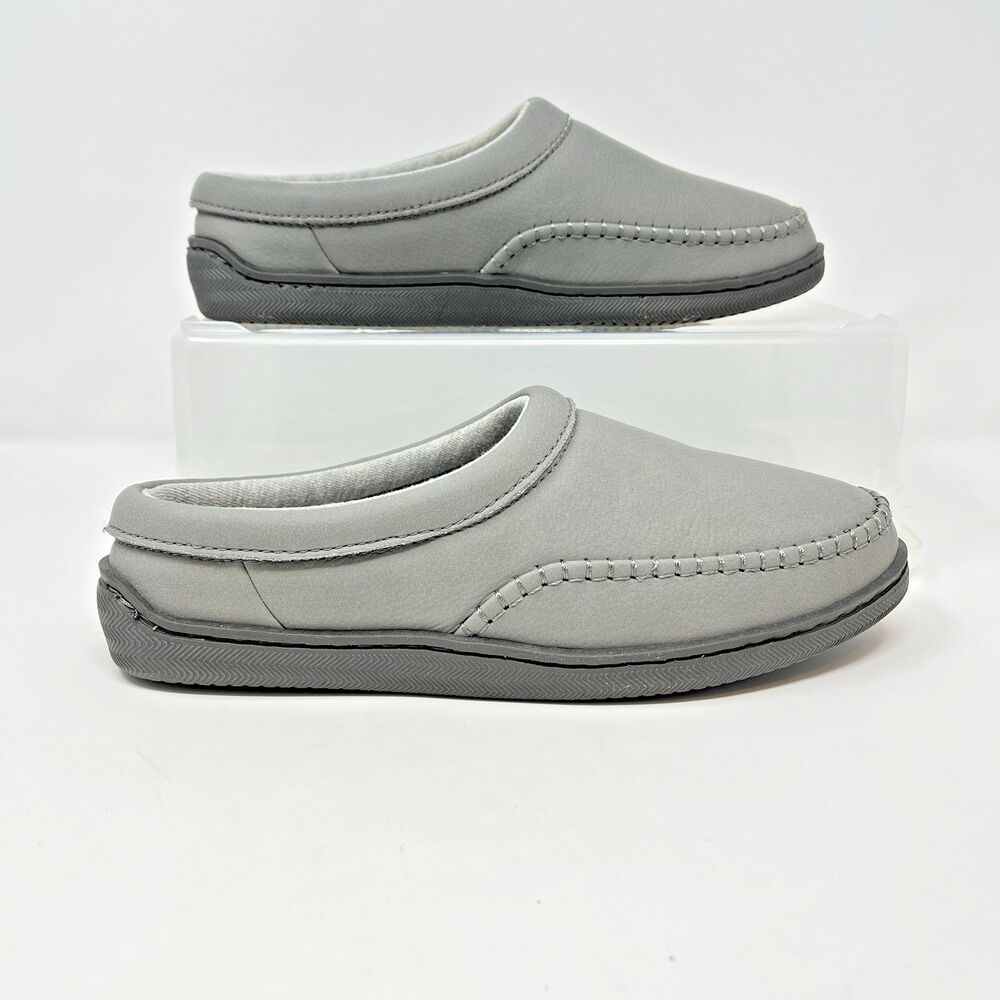 My Slippers Womens Size 9 Gray Leather‎ Slip On Cushioned Loafers Moccasins EUC